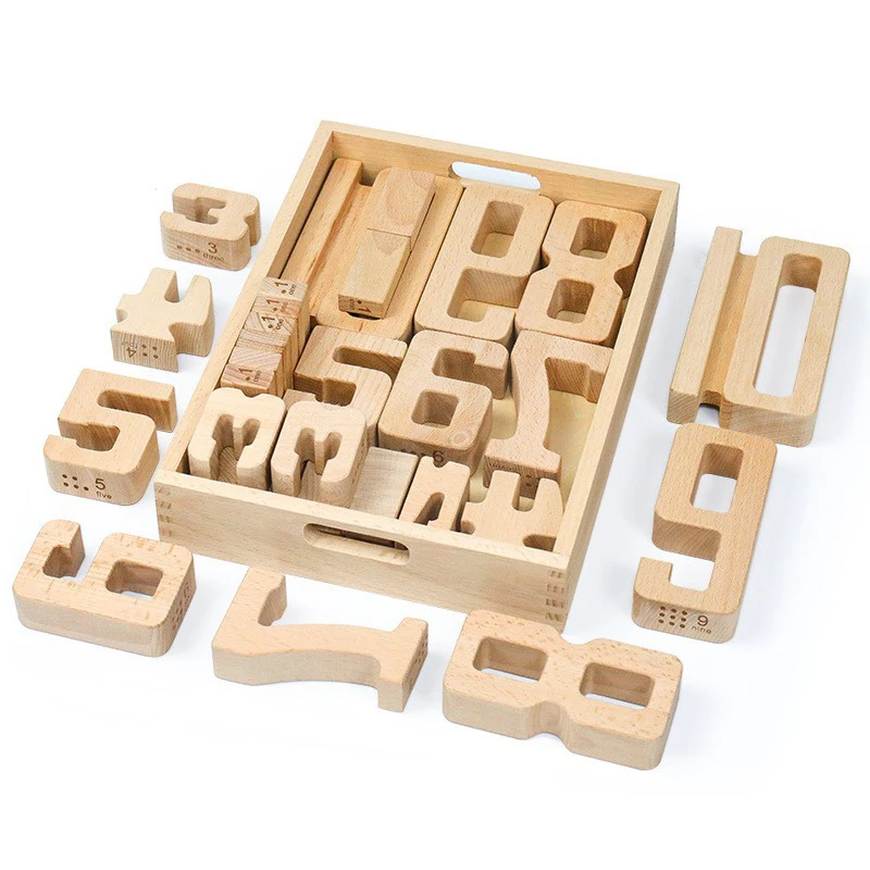 Wooden math educational toys wooden Mathematics Teaching Aid Wooden Number building blocks for kids