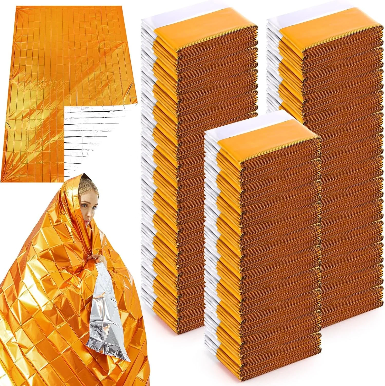 Hot sale Orange Emergency Blankets Re-usable Folding Emergency blanket PE Mylar with CE ISO Mylar Thermal Blanket for Outdoor Em