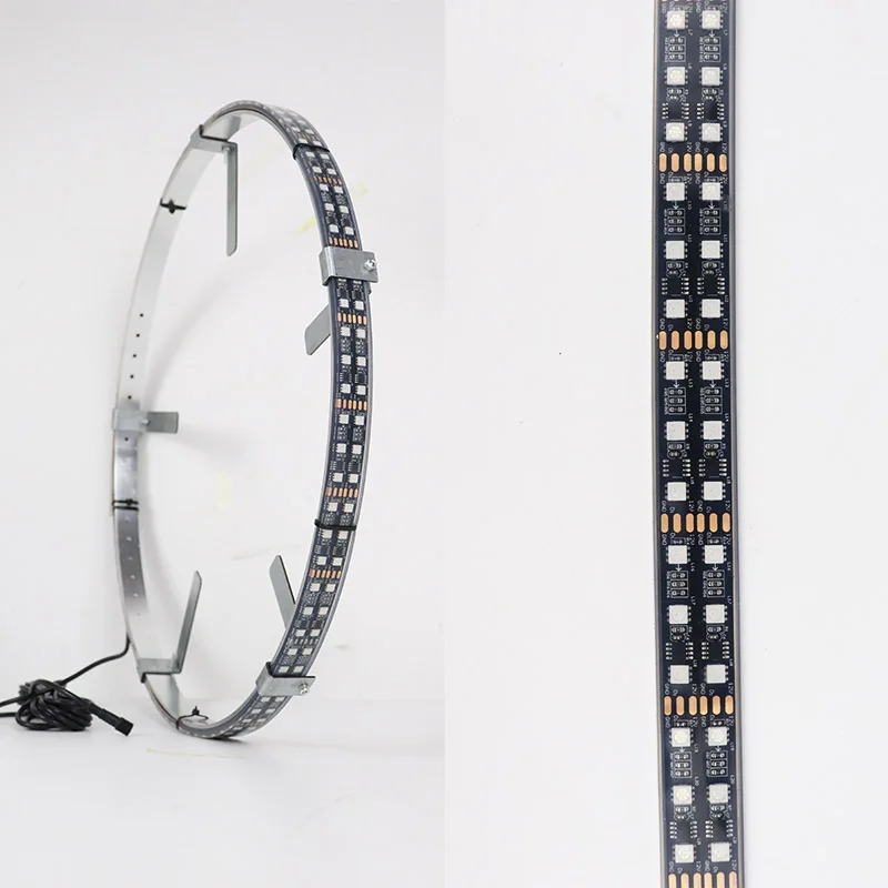 Double Row Dancing Chasing rgb LED Wheel Ring Light Kit Adjustable 14-18in Dia W/Turn Brake signal Lights for Truck Car Jeep UTV