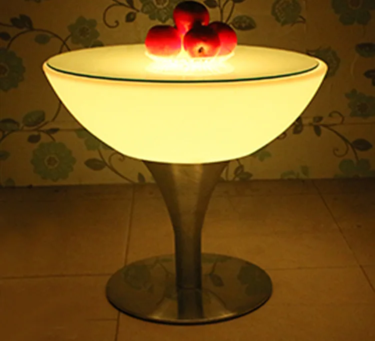 
wine glass shape Oval Pub portable led Tea table Round Dining plastic top stainless steel base for home 