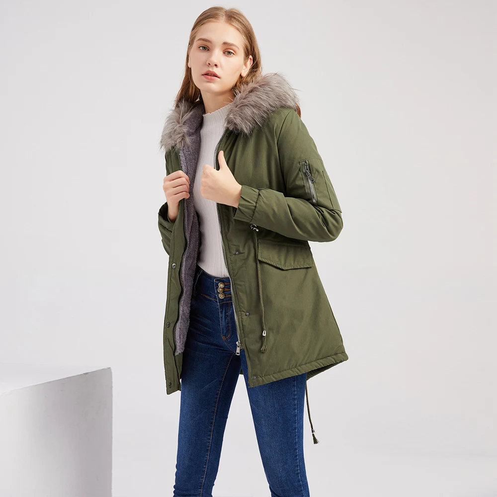 
5XL Plus Size Fleece Lining Ladies Winter Jackets Women Down Coat With Fur Collar 