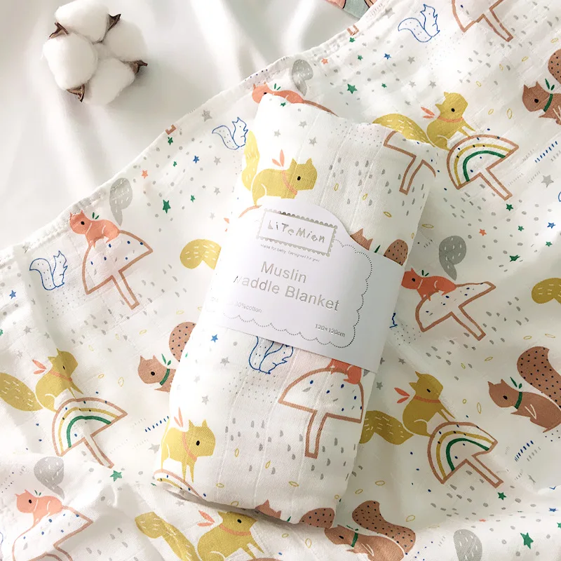 Baby swaddle Blanket Organic 100 Bamboo Cotton Receiving Blanket Print Baby Cribs Sheets Muslin Blanket