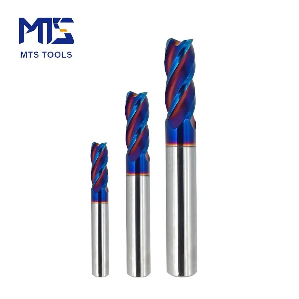 Инструменты MTS, фреза, режущие инструменты, новинка, твердосплавная Концевая фреза HRC65 твердосплавная, фреза с 4 канавками и нано-синим покрытием, Фрезы с ЧПУ