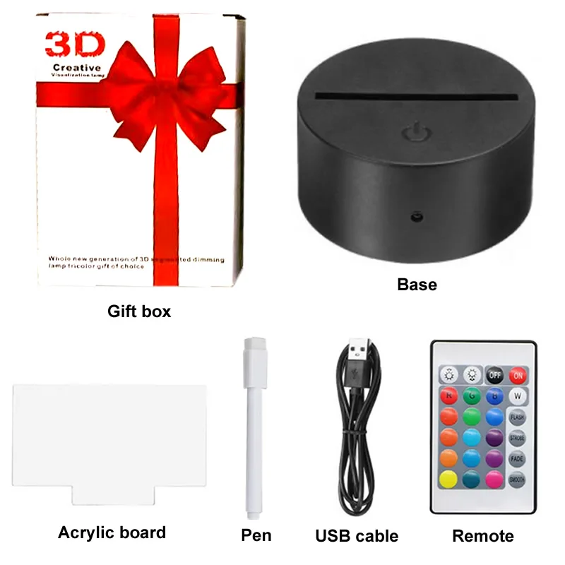 Diy Children Gift Blank 3d Creatives Pen Rewrit Acrylic Note Board Led Rewrirable Night Light With Message Board