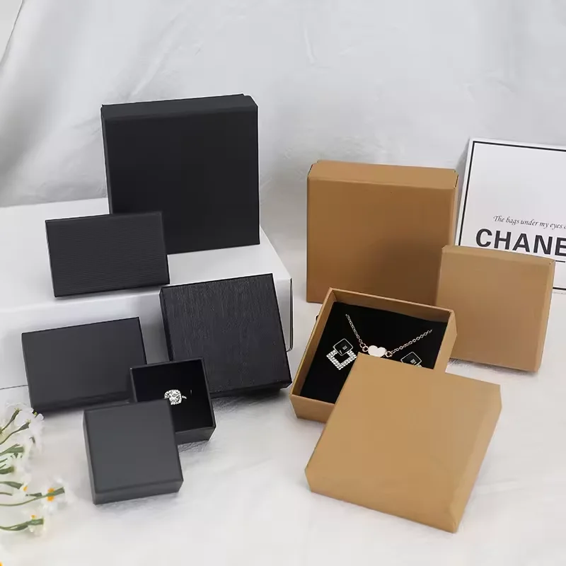 Eco Friendly Cheap Jewelry Gift Carton Box Packaging Custom Necklace Earring Ring Kraft Paper Boxes Packaging With Foam Insert