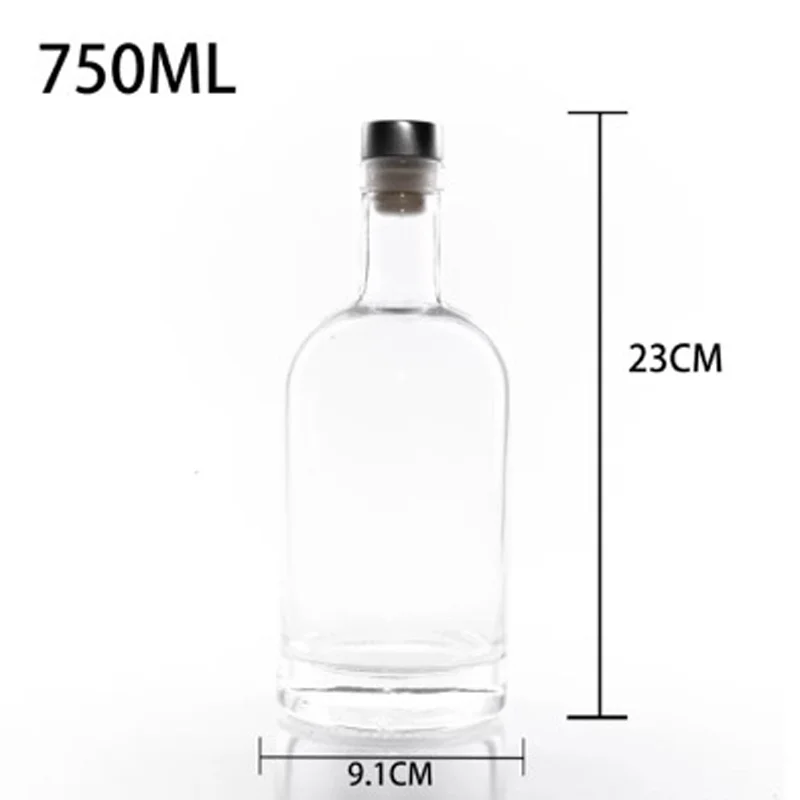 Fancy Clear  750ml  Spirits Vodka Gin Rum Liquor Whisky Alcoholic Beverage Glass Bottle