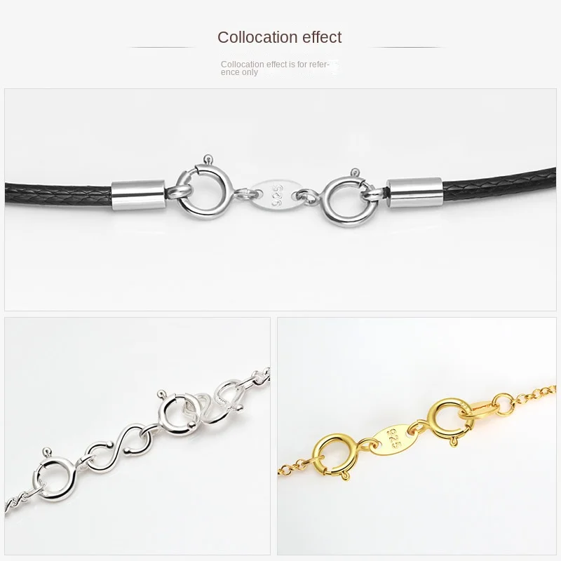 S925 Sterling Silver Double Buckle Bracelet Necklace Extension 5mm Long Spring Buckle Connecting DIY Accessories Both Sides