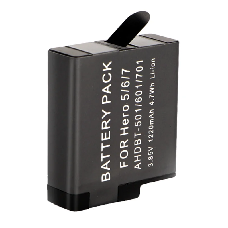 Kytuwy Camera accessories replace High Label capacity 1220mAh Baterias battery for gopro hero 7 6 5 Black