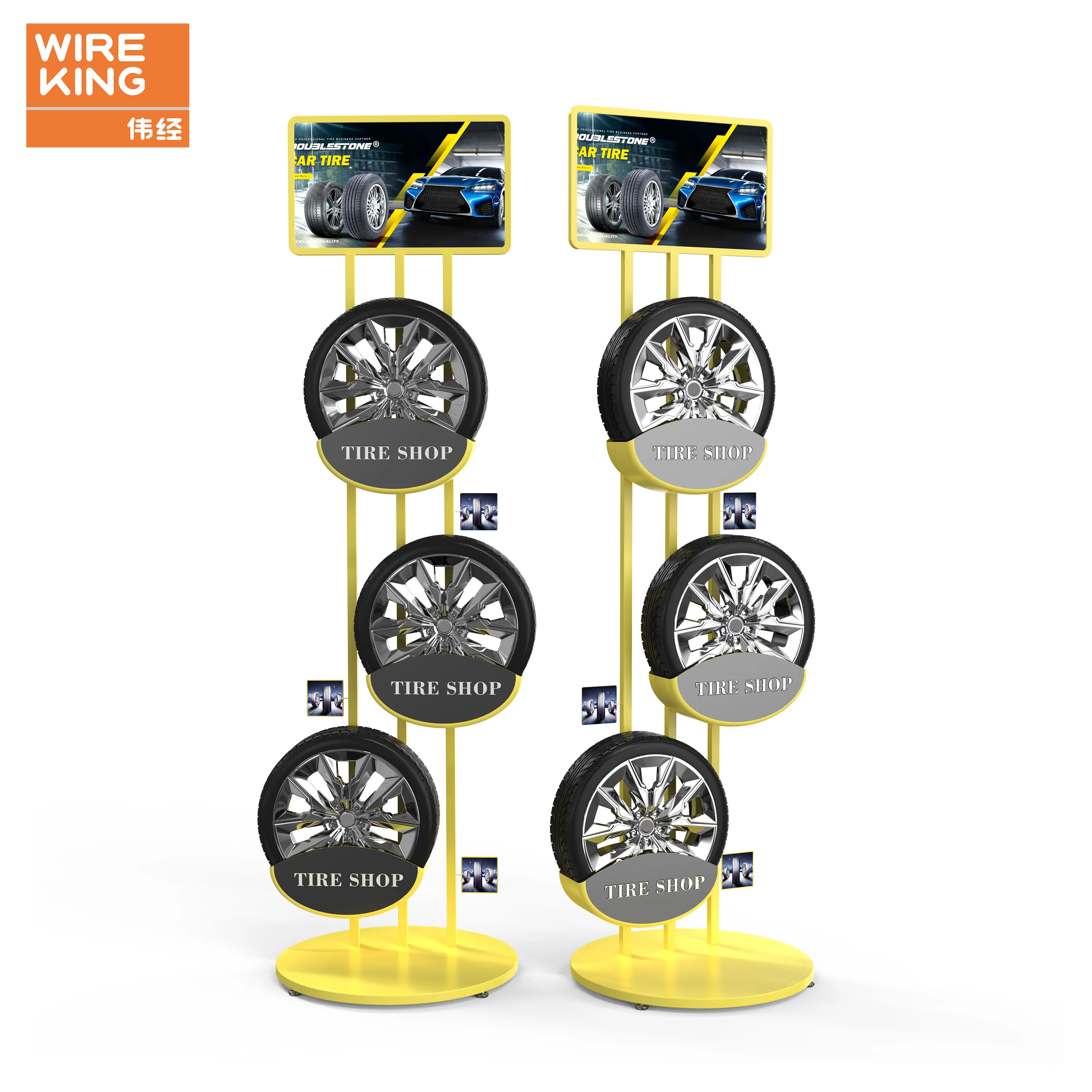 Custom 3 Tier Metal Car Tire Display Rack 4S Store Display Standing Car Wheel Rim Tire Display Stands Rack