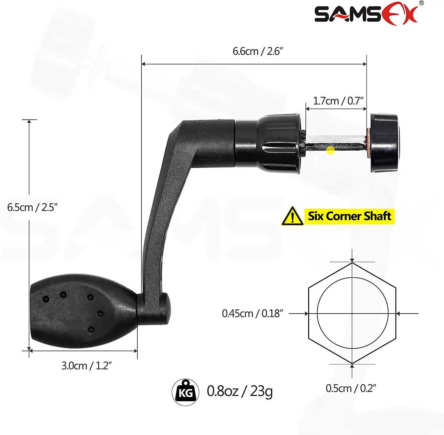 SAMSFX Black Plastic Rotary Knob Power Handle for Fishing Reel Replacement Handle Nonslip Grip 2PCS in Pack