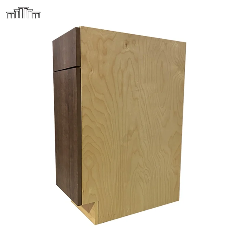 Modern European Style Frameless Structure MDF Veneer/Melamine Cabinets Slab Door Kitchen Base Cabinets for American Apartment