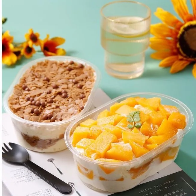 Clear fruit scoop packing box web celebrity filling bowl Roasted fairy grass yogurt milleuca mousse cake bean milk box