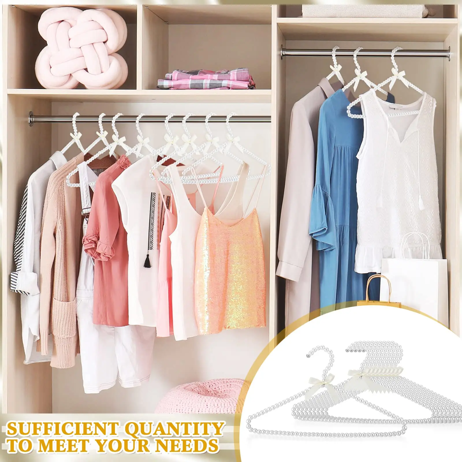 Sample Free Exquisite Luxury Beads Coat Clothes Hangers Pearl for Boutique Women Dress Pearl Hanger