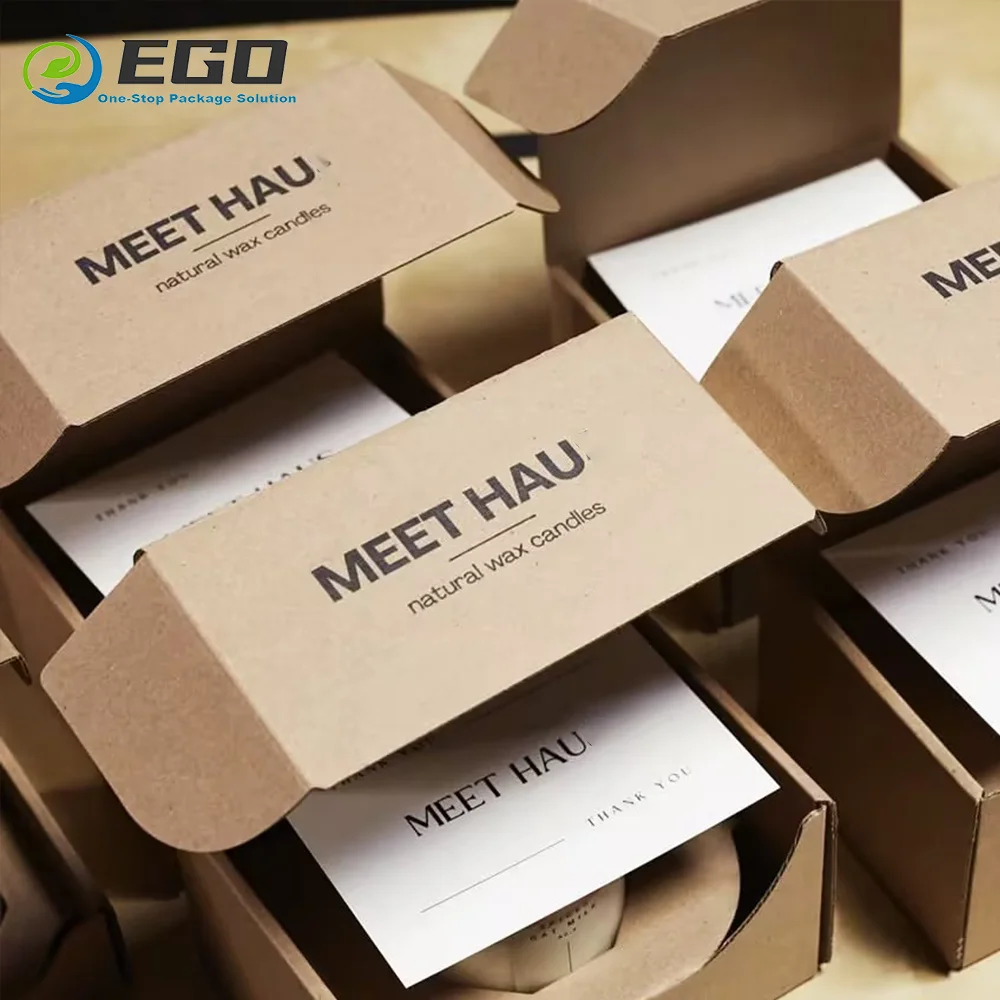 Eco-friendly Mailer Box Set For Glass Custom Kraft Paper Handmade Wax Luxury Candle Glass Jar Box Shipping Packaging For Gift