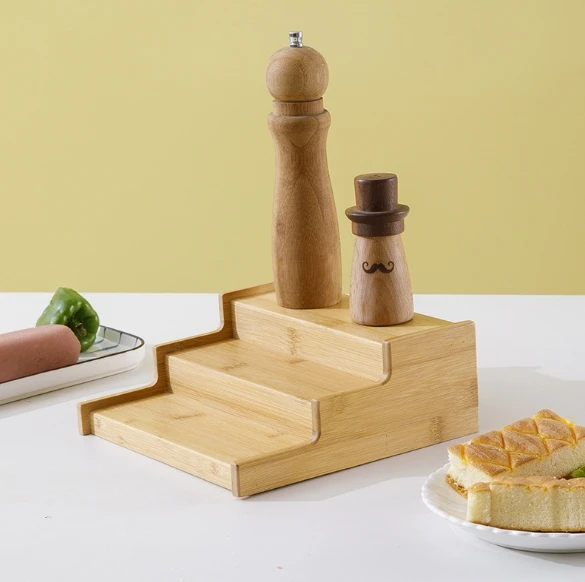 Cheapest  3-Tier Expandable Bamboo bottle Rack Step Shelf Organizer spice rack for kitchen