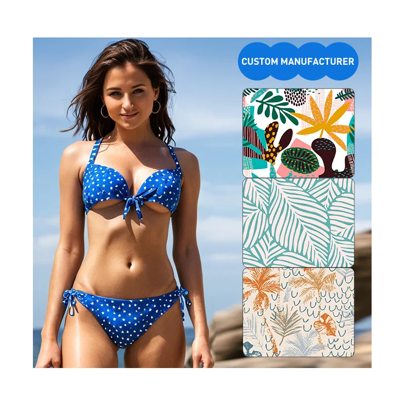 FIELD BALANCE Custom Latest Blue Two Piece Bathing Suit Luxury Swimwear Beachwear Swimsuit Sexi Polka Dot Bikini Set