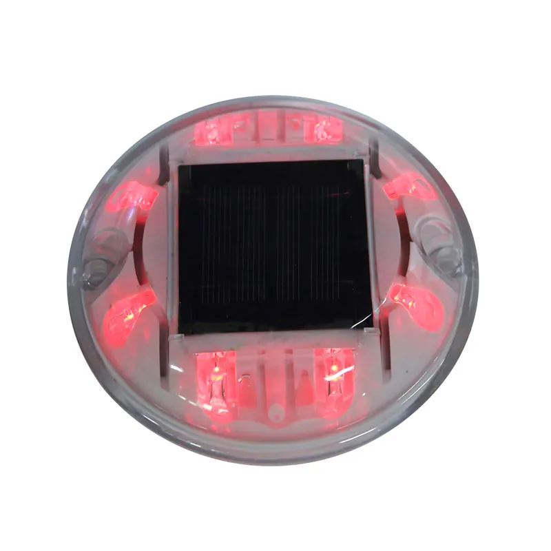 8 LEDs PC Material Housing Traffic Warning High Pressure Resistance Shell Round Pavement Marker Light Flashing Solar Road Stud