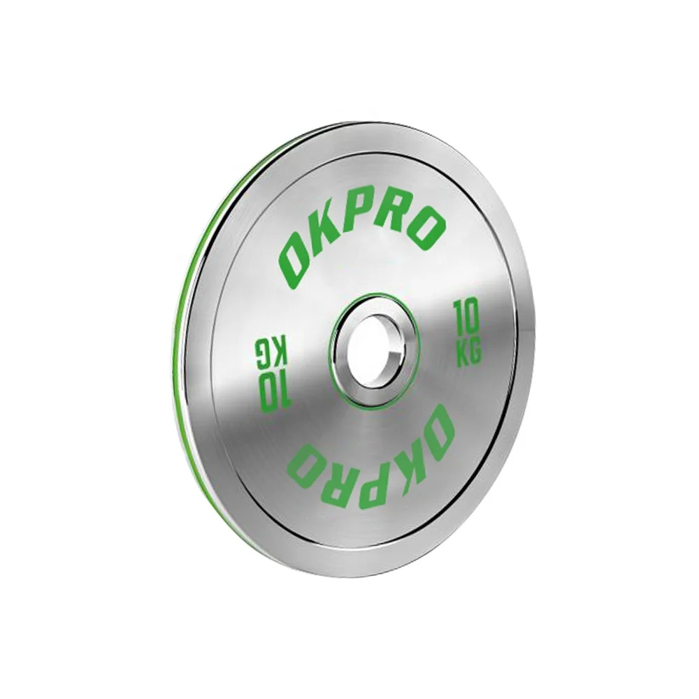 OKPRO Weightlifting High Durometer Gym Fitness Training Barbell Calibrated Steel Weight Plates