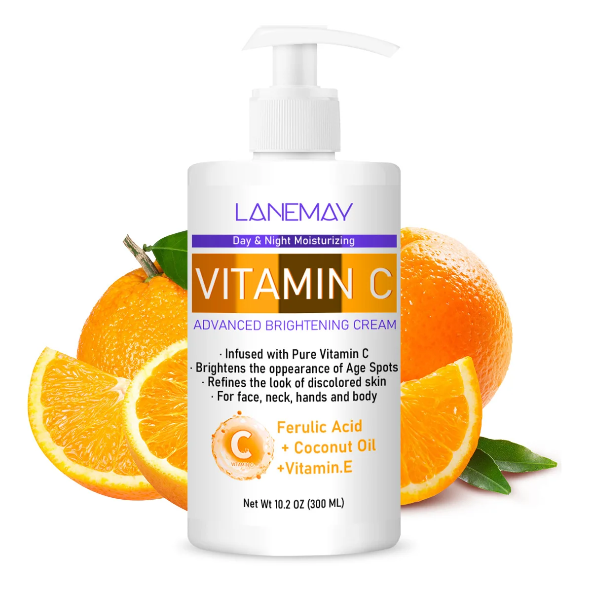 custom Private Label Vitamin C Body Cream Hydrate & Anti Wrinkle Cream Ferulic Acid Coconut Oil Whitening Vitamin C Body Lotion