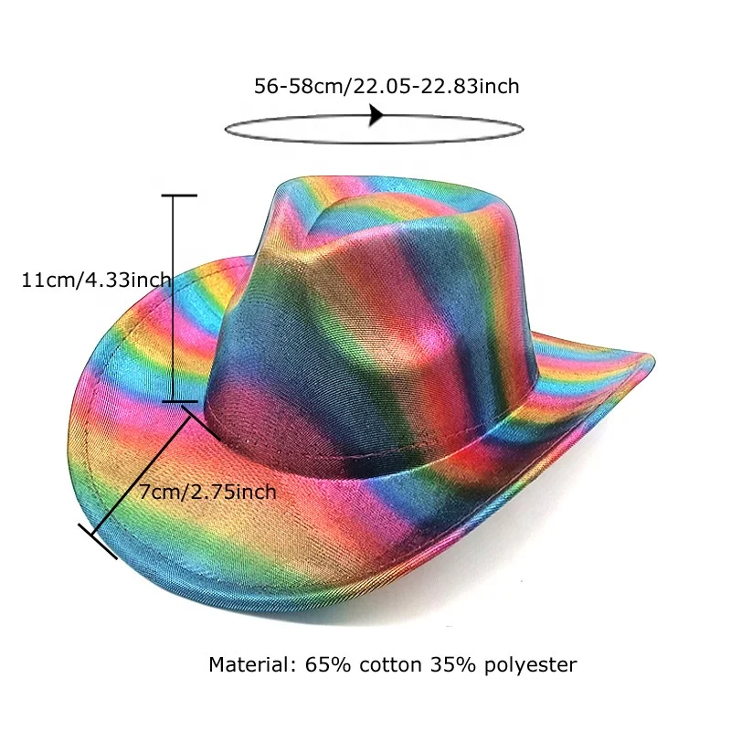 New Rainbow Striped Cowgirl Hat Colorful Western Men Women Party Carnival Decorated Holiday Halloween Cowboy Hats