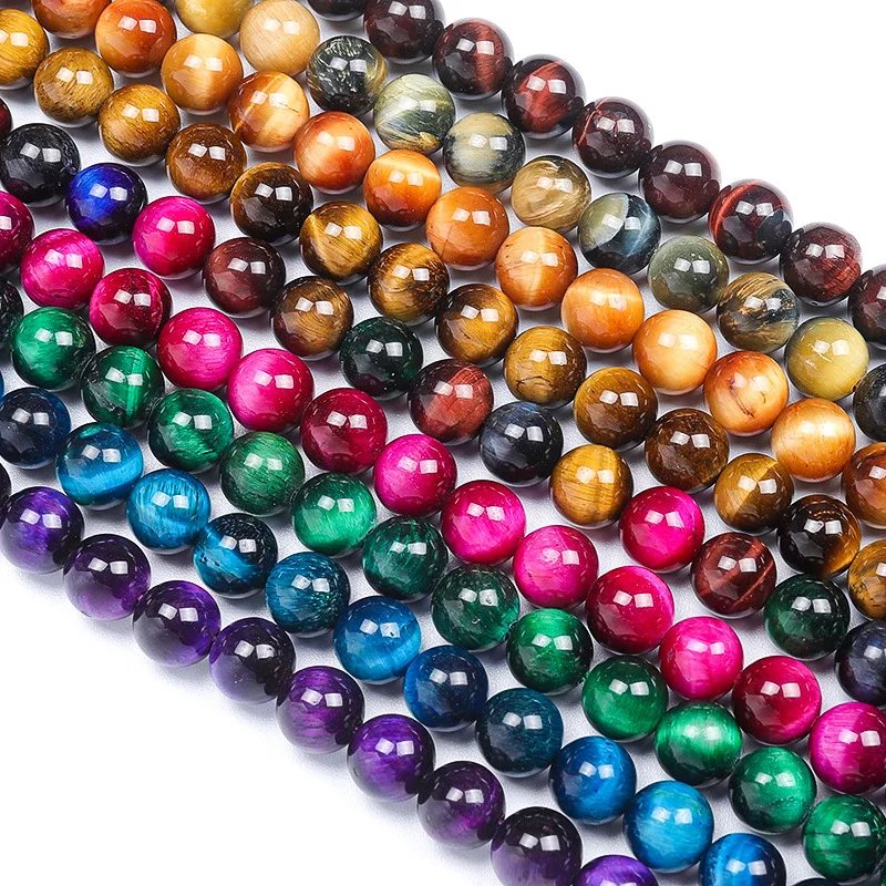 Hot Wholesale Natural gemstone Tiger eyes beads Round loose stone bracelet 6 8 10 12 mm crystal beads DIY for jewelry making