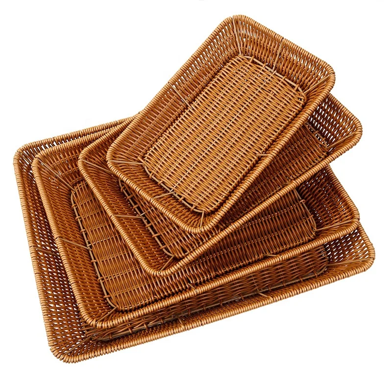 A2609 supermarket grocery basket inventory basket imitation rattan woven fruit bread grocery basket