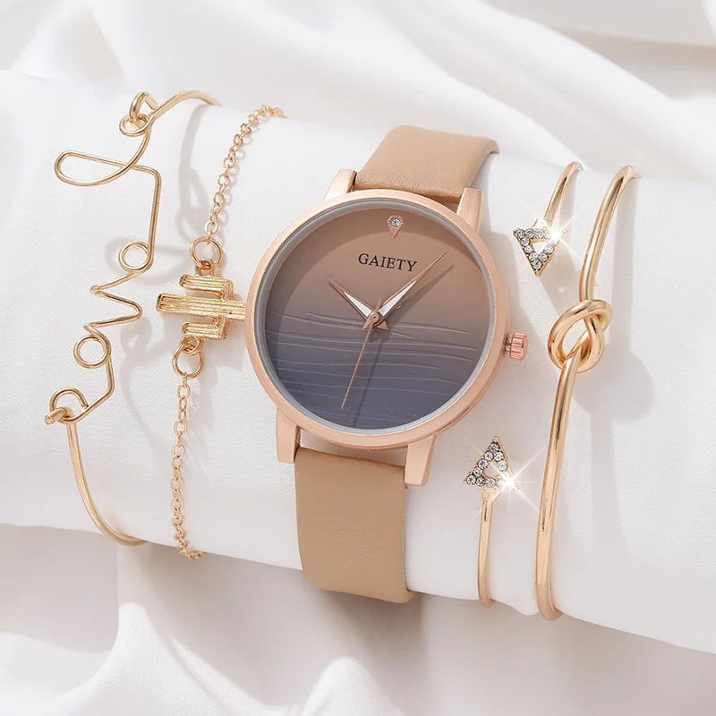 9853 New style  ladies watch with bracelets gold strap  woman Watch set montre femme