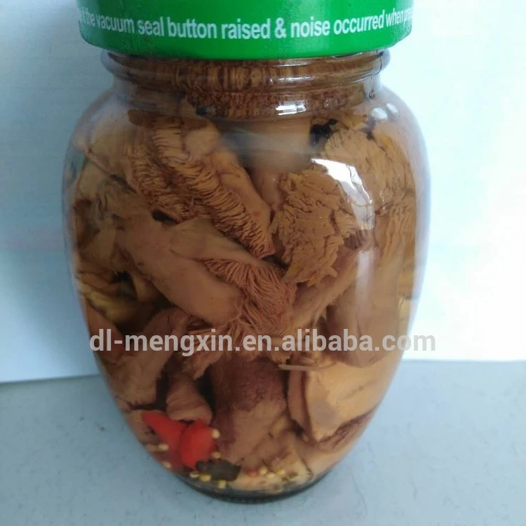 
Canned Chantarelle mushroom in glass jar 