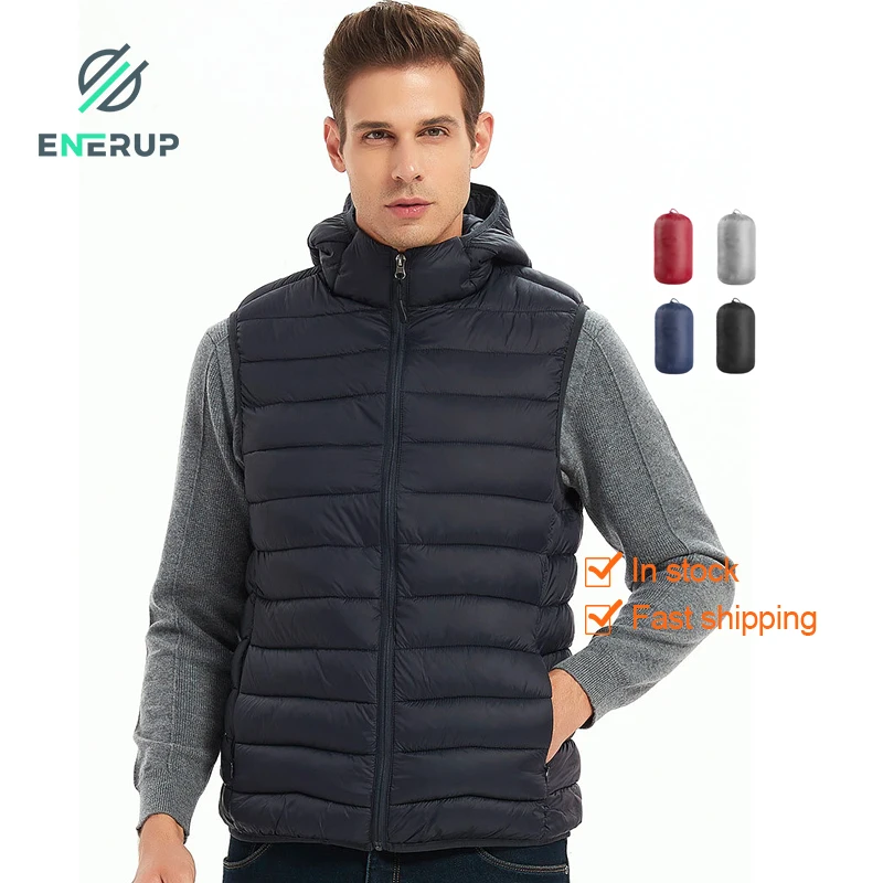 Enerup ready to ship hot sale winter fill vest Fabric 100% nylon Lining 100% polyester