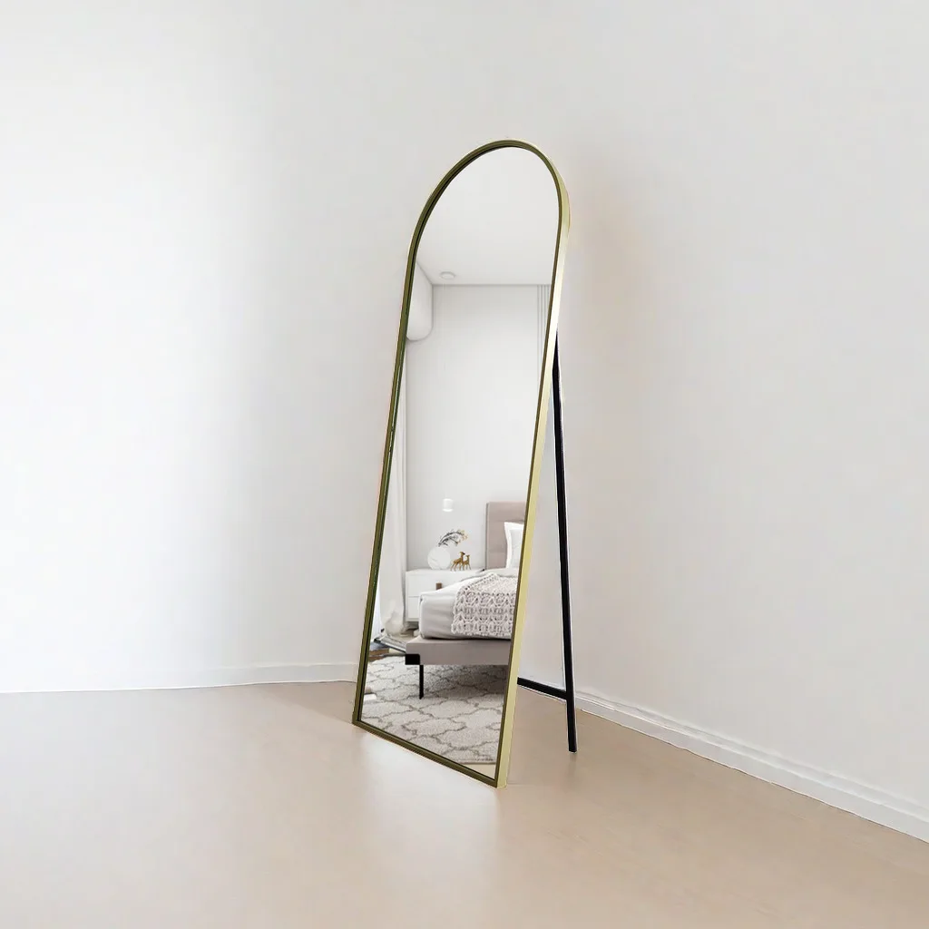wholesale large arch standing floor mirror luxury metal frame decorative full body miroir for bedroom specchio espejo spiegel