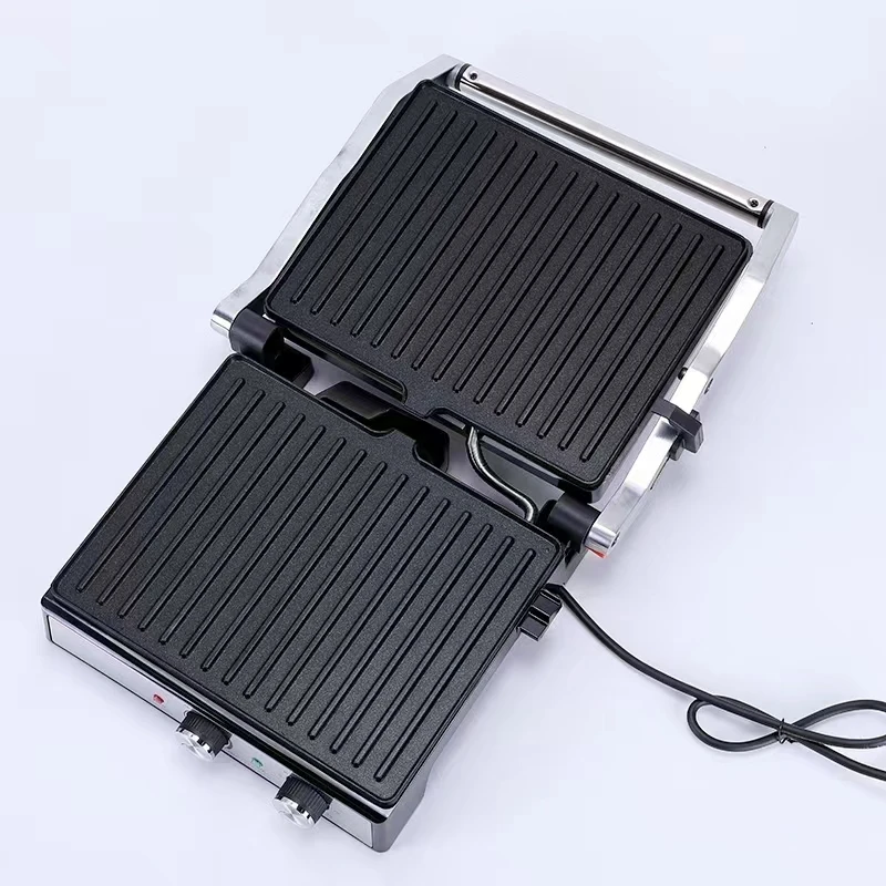 220v popular 2200w 4 slice BBQ maker sandwich machine with non-stick plates and stainless steel surface commercial panini grill
