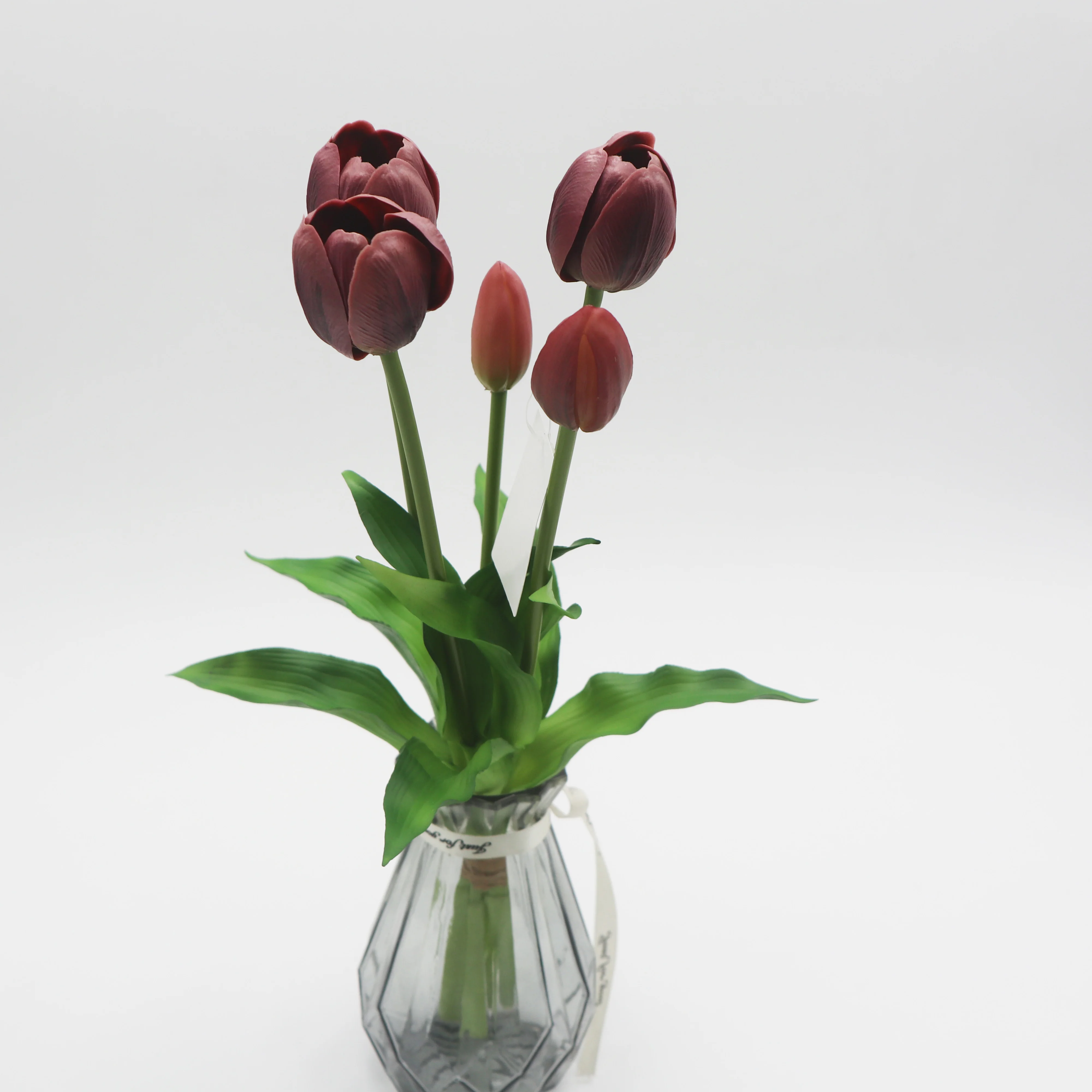 2024 Artificial High Quality Three Flowers Two Buds Artificial Tulip Bouquet Artificial Tulip Flower