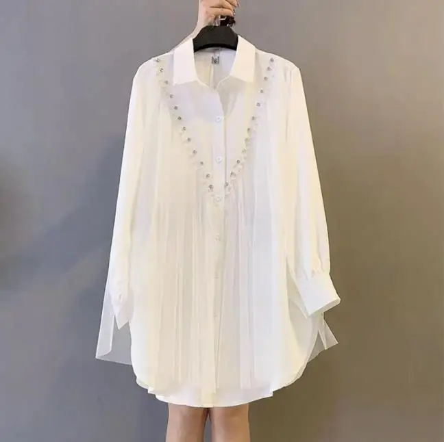 Fashion Oversized Shirt Spring Autumn New Women Loose Slimming Bottoming Blouses Female Long Sleeve Solid Color Top