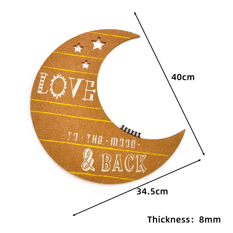 Необычная декоративная пробковая доска в форме Луны без рамы для стен, пробковый лист, Экологичная доска для объявлений, деревянная рамка