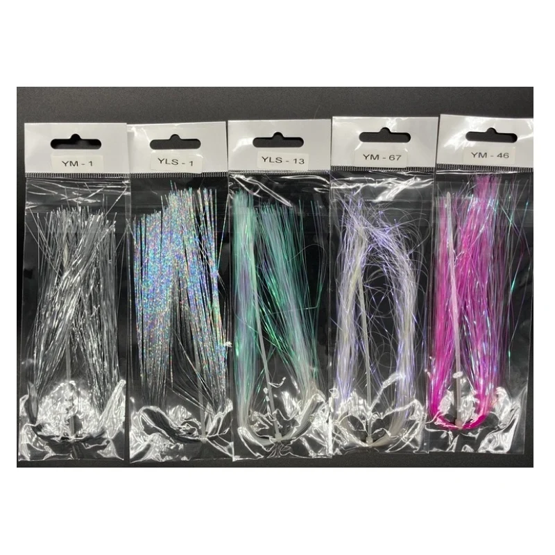 1/69 inch 0.368mm , 1mm ,2mm reflective flashabou fibers fly material flashabou holographic iridescent flashabou tinsel fibers
