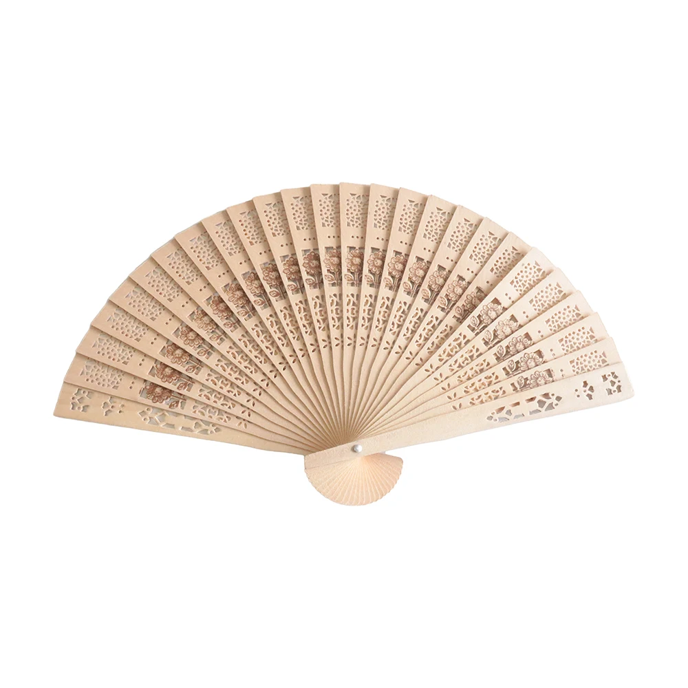 High Quality Vintage Folding Bamboo Hand Fans Wooden Hollow Carved Wedding Dancing Decor Sandalwood Fan