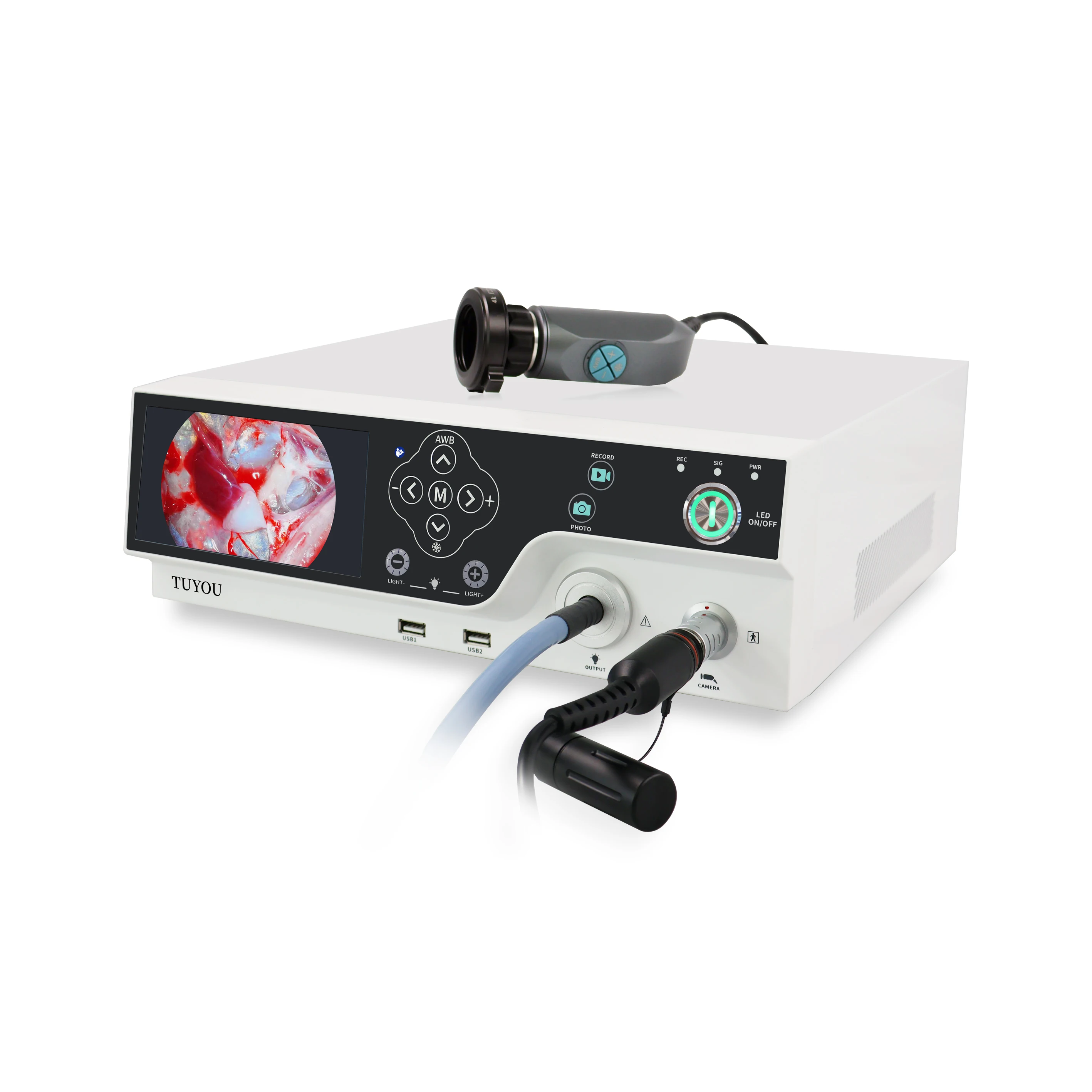 TUYOU 3 in 1 Endoscopy Camera System  CMOS Endoscope Camera with 80 Watts LED Light Source