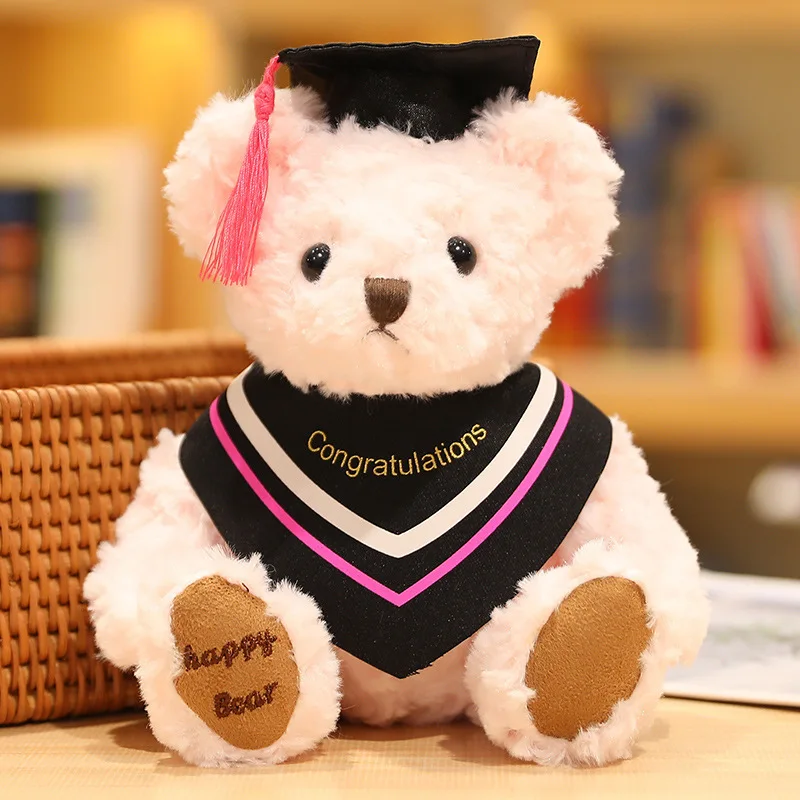 Custom 20cm brown graduation Bear hooded robe Unisexes wholesale different standing Bears plush gift