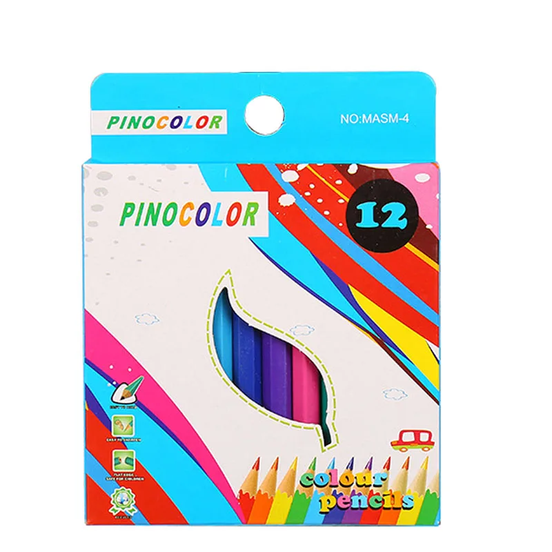 
High quality 12 color wooden pencil custom color pencil set with Paper box coloring pencil for kids gift 