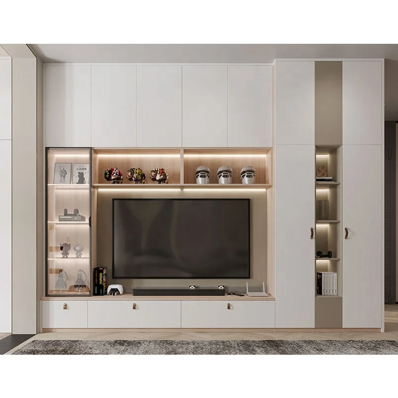 SUOFEIYA customized wall unit white tv cabinet modern design in living room