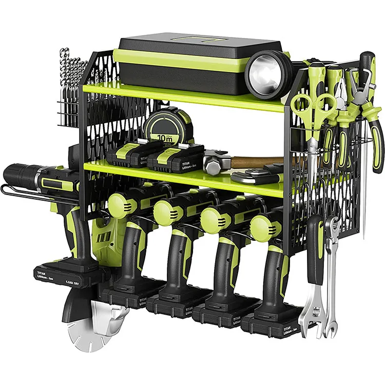 JH-Mech съемный дизайн стеллаж для хранения электроинструментов с 6 слотами сверл сверхпрочный металлический органайзер держатель настенное крепление