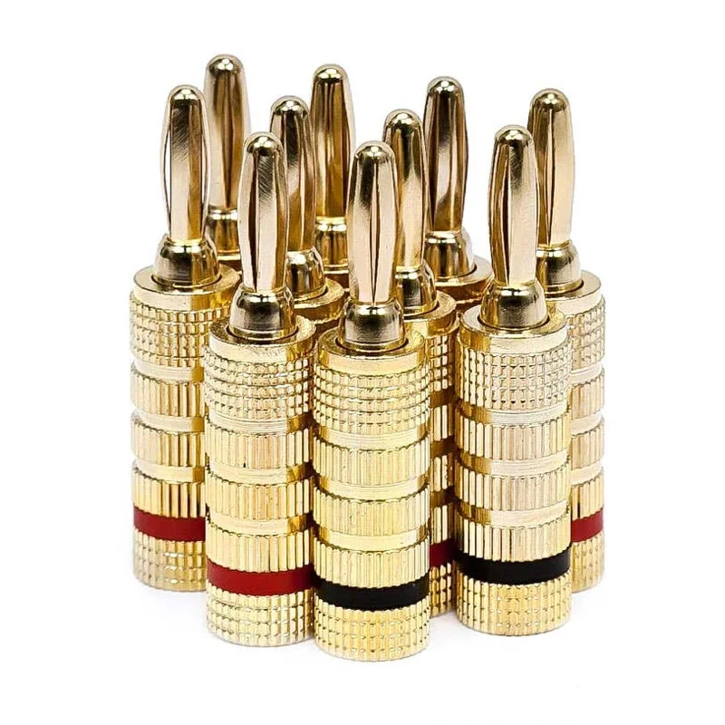 High quality 24k Gold Plated Speaker Banana Plugs 4mm Closed Screw Type For Speaker Wire and Home Theater