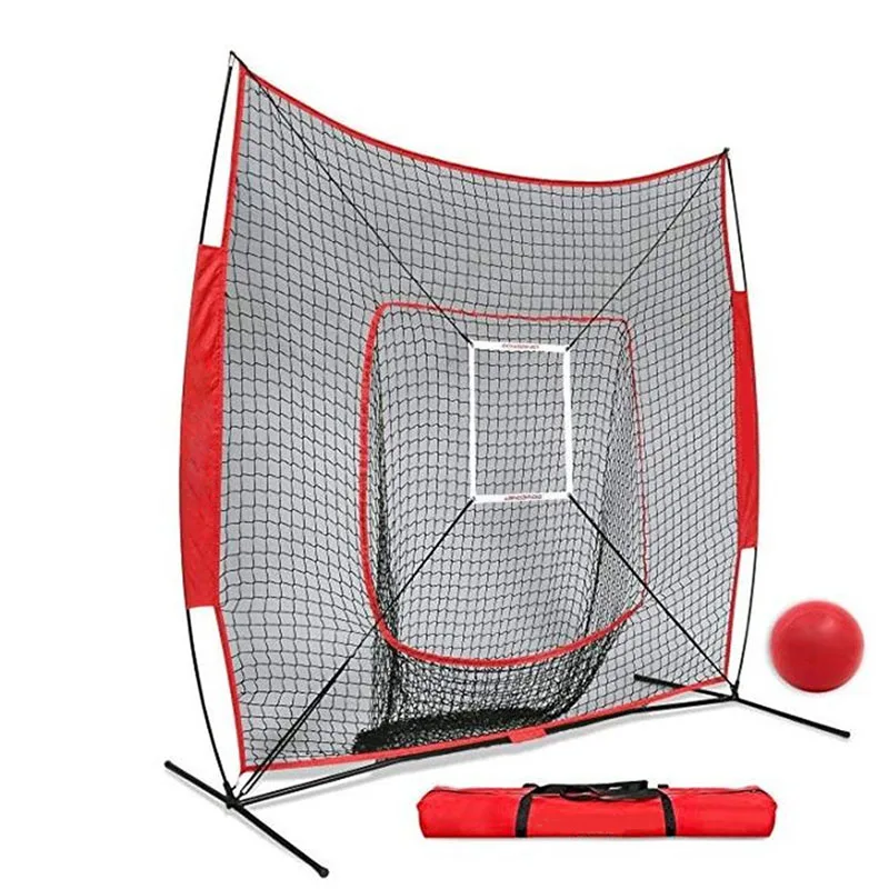 Baseball and Softball Practice Net 7*7ft Portable Hitting Batting Training Net with Carry Bag and Metal Frame