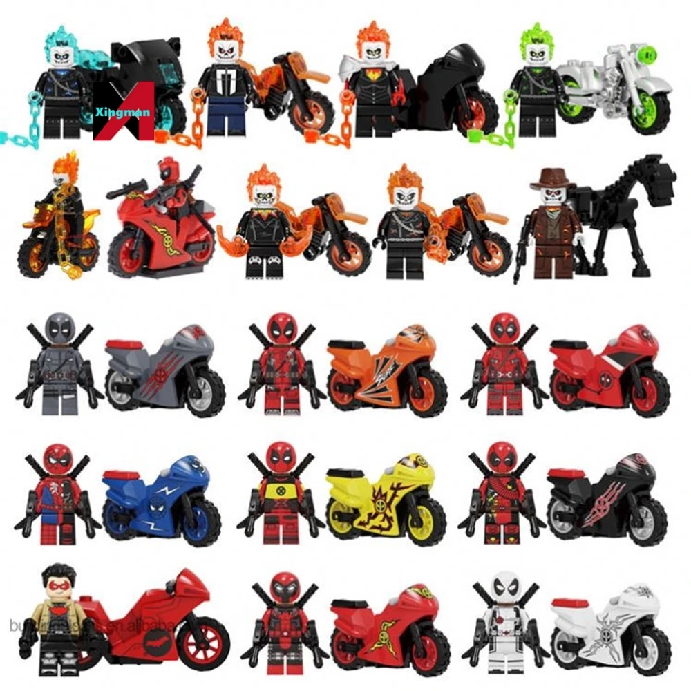 Kf6100 Kf6120 Mini Dead Spider Pool With Motorcycle Building Blocks Plastic Figure Children Smart Toys Kids