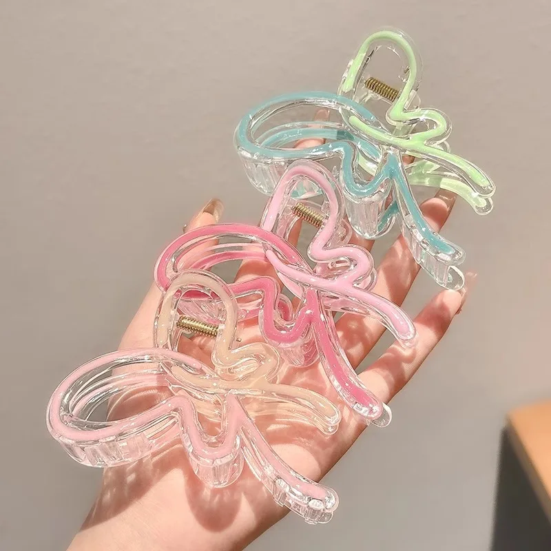 10cm Color Butterfly Transparent Hair Claw clip fashion Large plastic hair claws Women Hair Accessories