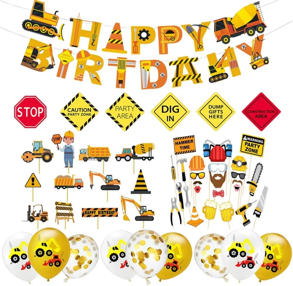 
Construction Birthday Party Decorations Construction Signs and Photo props Good Theme For Indoor Or Outdoor Events Z003 