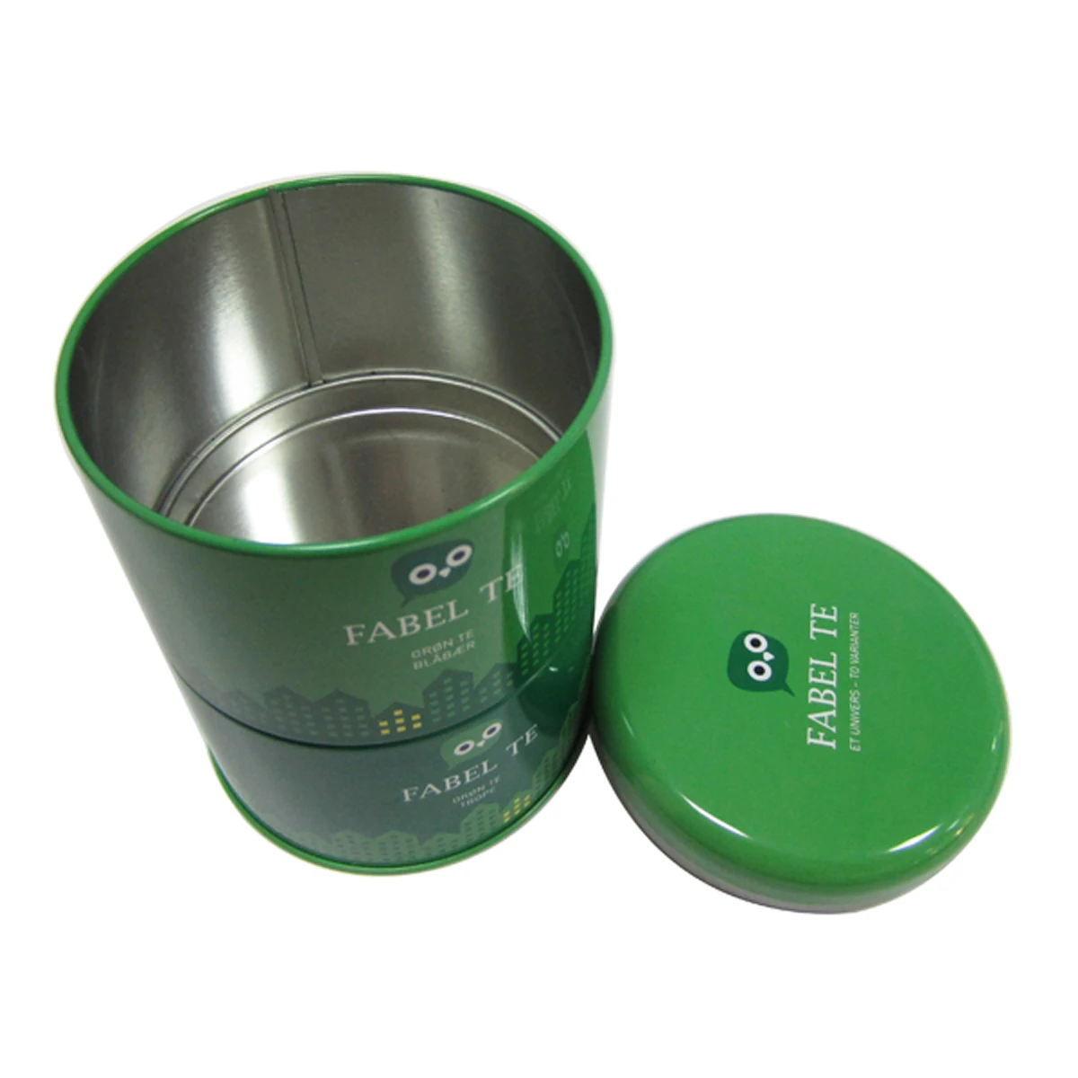 Round shape coffee bean tin cans with double lid