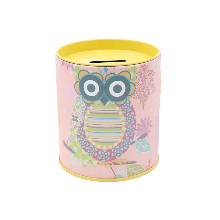 uv printing owl  artwork tinplate piggy bank for kids