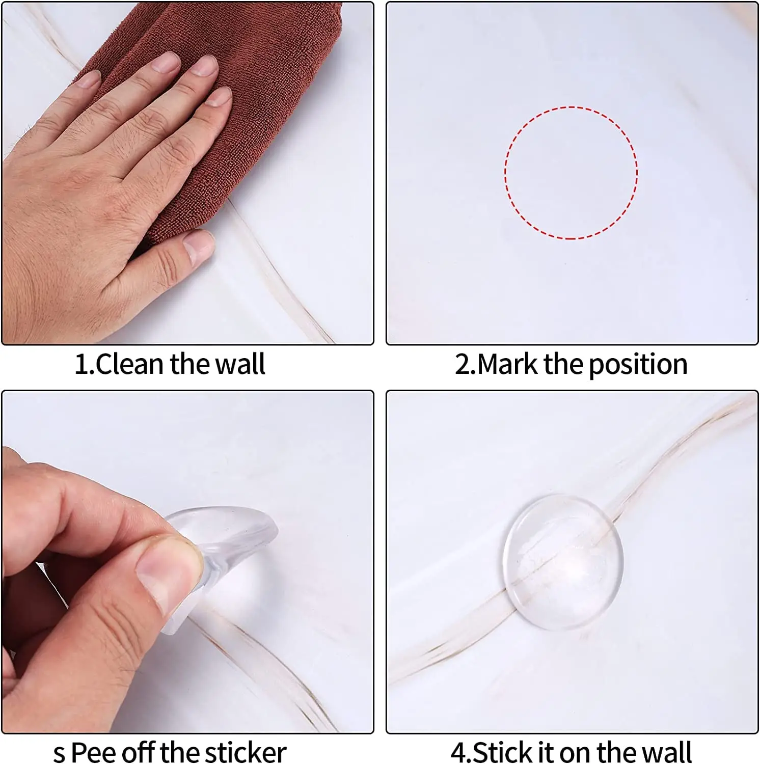 6 Piece/Pack Door Buffer Stopper Wall Protector Punch Free Adhesive Plastic Transparent Silicone Sliding Door Bumper Stop