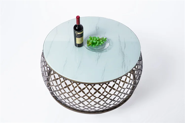 Modern Gold Luxury Glass Round Top Side Coffee Center Marble Tea Table
